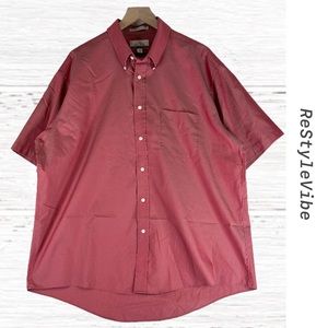 ENRO Men’s Size 17.5 Shirt Ultra Pinpoint Half Sleeve Button Down Red